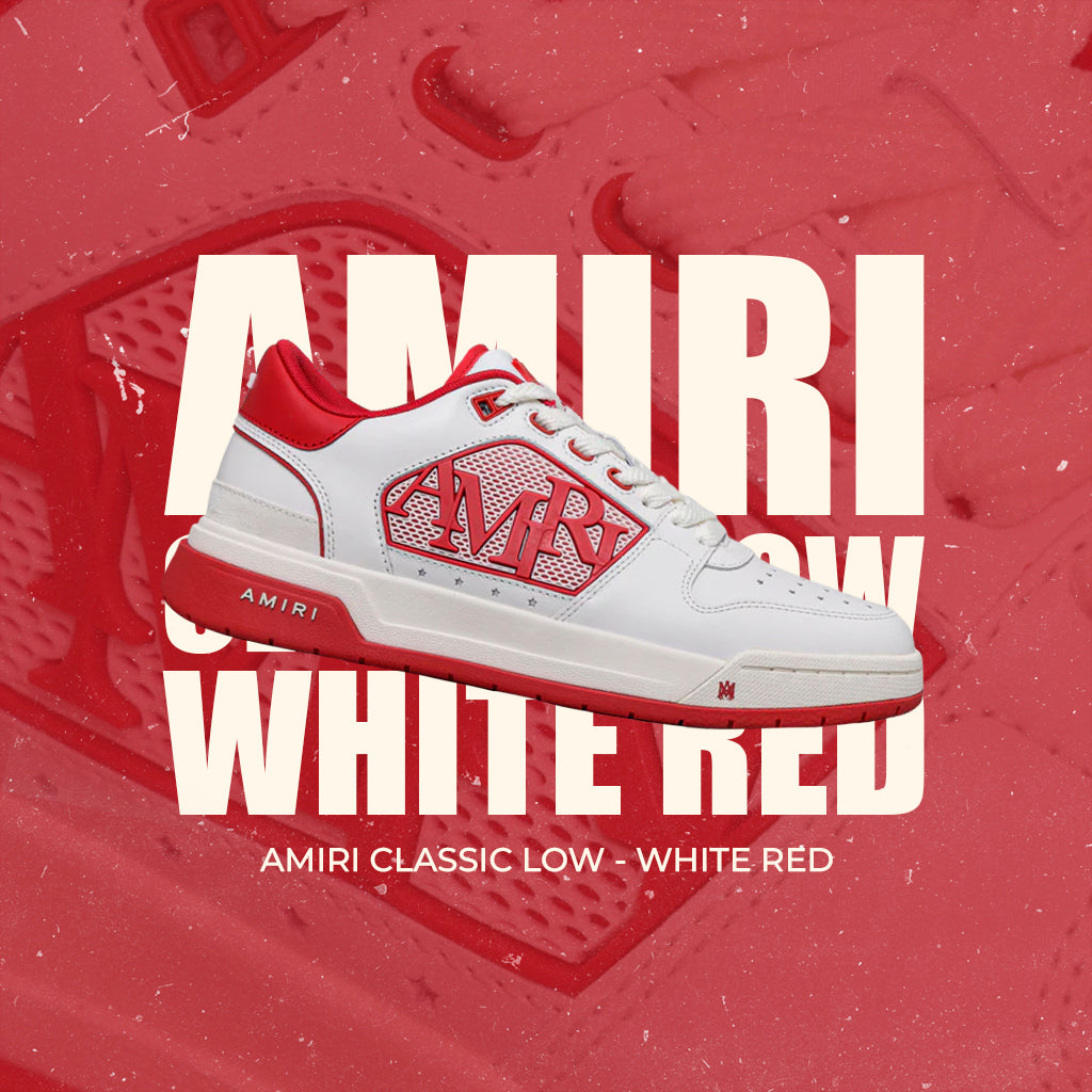 Amiri Classic Low – White/Red Logo Edition