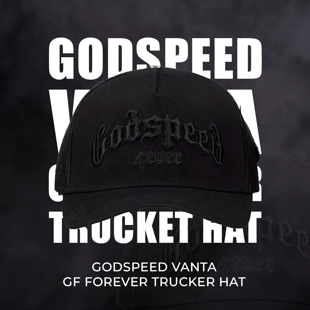 Godspeed Trucker Hat – Gothic Black on Black
